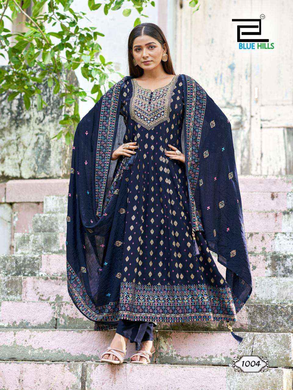 Blue Hills Samaira Readymade Fancy 3 Pcs Suit wholesale price (4 pcs catalog )