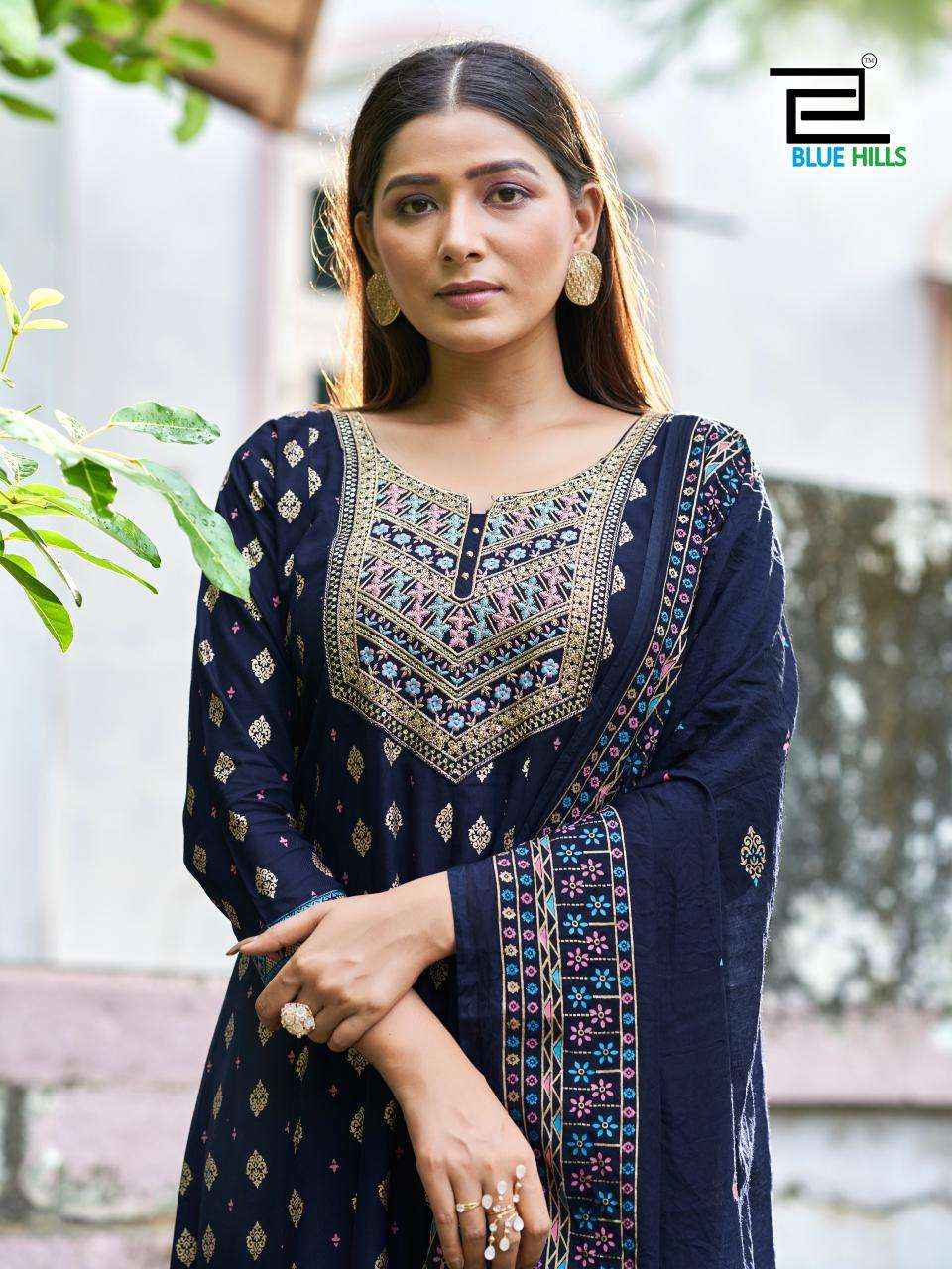 Blue Hills Samaira Readymade Fancy 3 Pcs Suit wholesale price (4 pcs catalog )