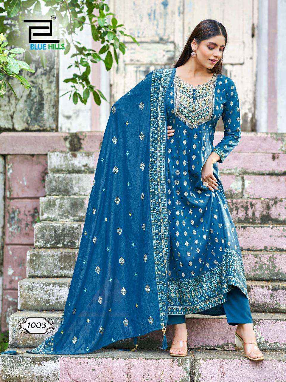 Blue Hills Samaira Readymade Fancy 3 Pcs Suit wholesale price (4 pcs catalog )