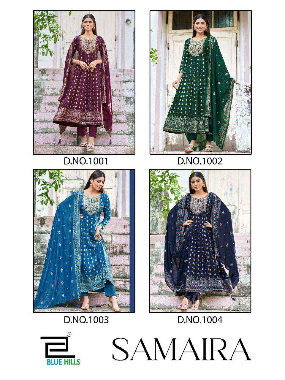 Blue Hills Samaira Readymade Fancy 3 Pcs Suit wholesale price (4 pcs catalog )