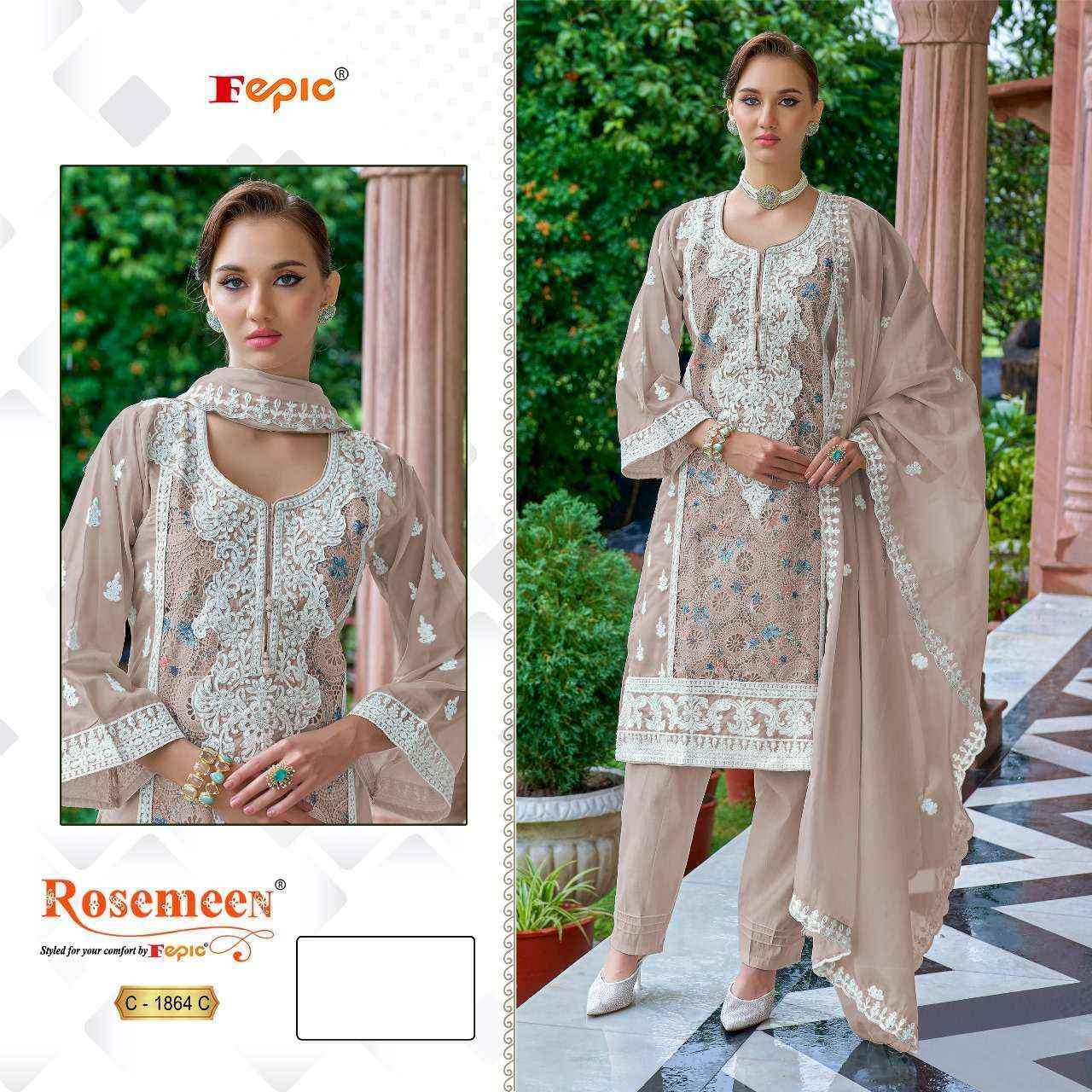 Fepic Rosemeen C 1864 Organza Dress Material 3 pcs Catalogue