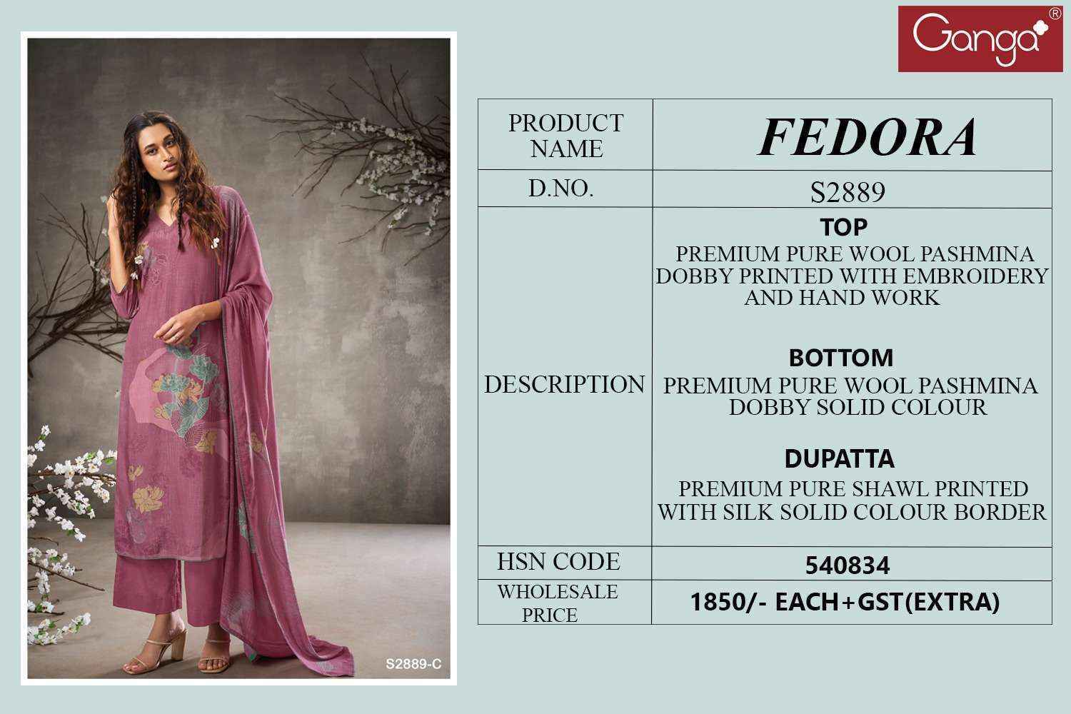 Ganga Tadisa 2977 Pashmina Dress Material 4 pcs Catalogue