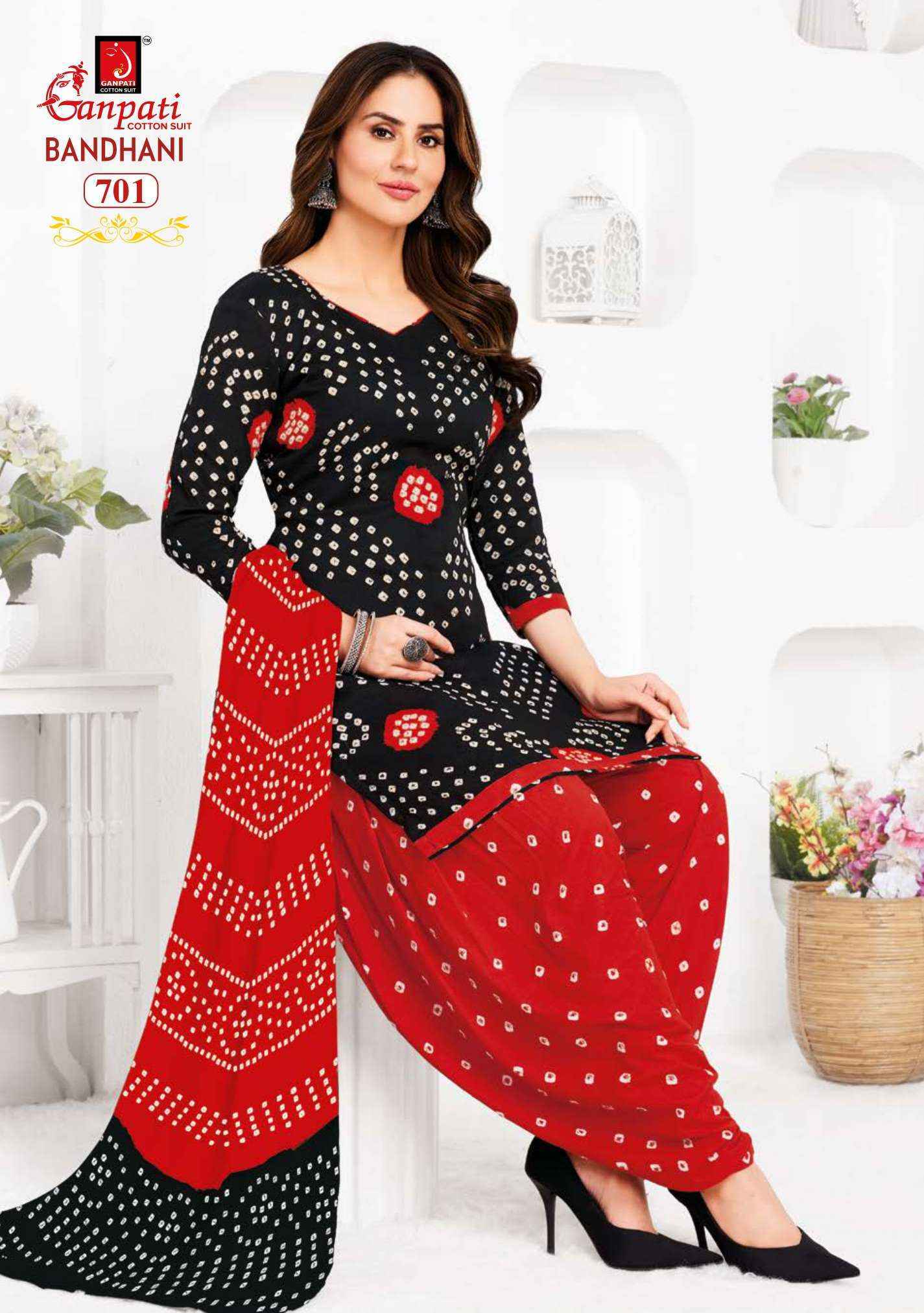 Ganpati Bandhani Vol 7 Cotton Dress Material 15 pcs Catalogue