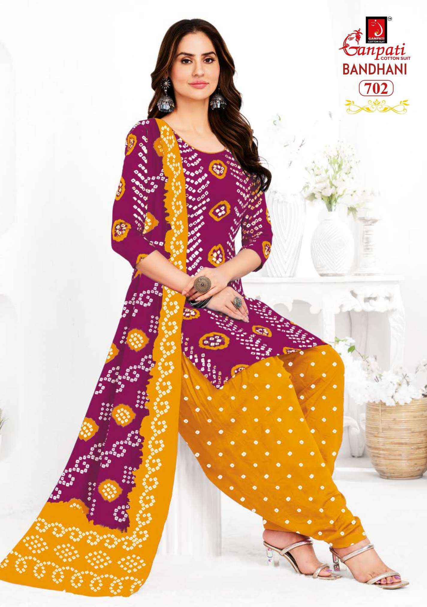 Ganpati Bandhani Vol 7 Cotton Dress Material 15 pcs Catalogue
