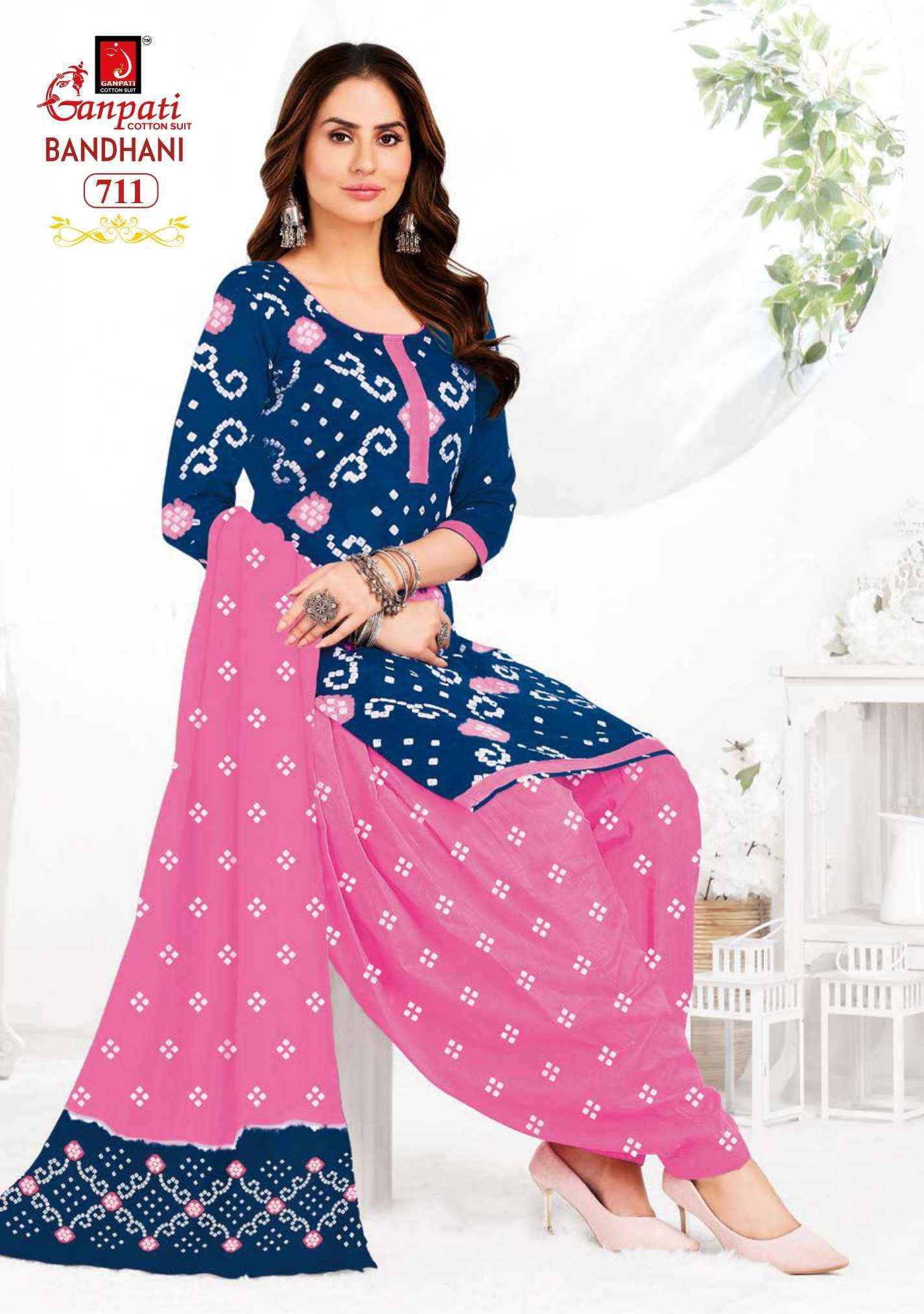 Ganpati Bandhani Vol 7 Cotton Dress Material 15 pcs Catalogue