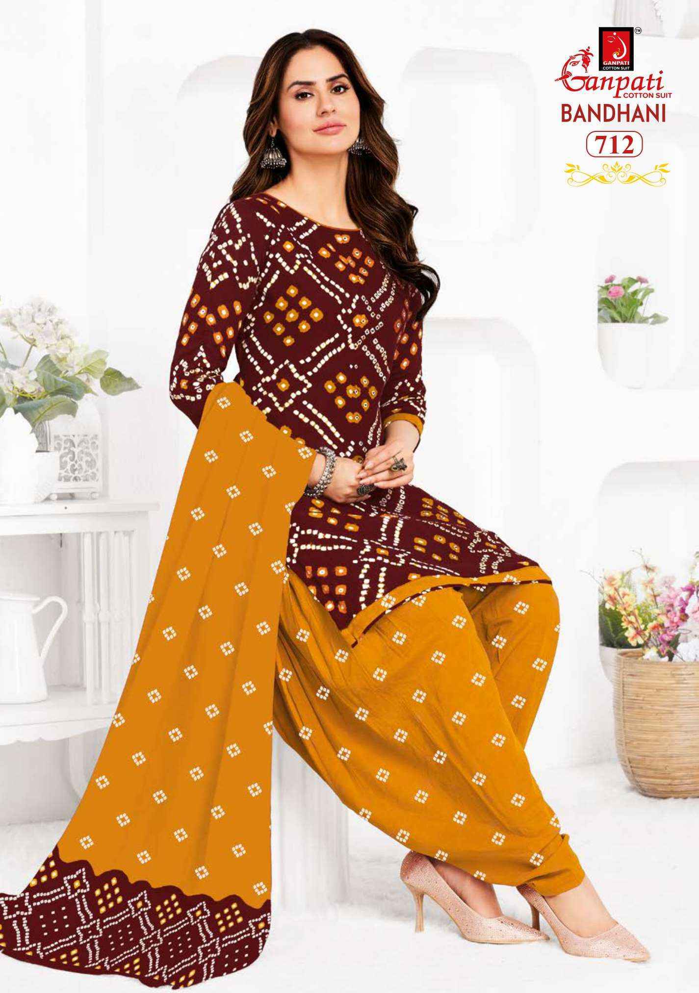 Ganpati Bandhani Vol 7 Cotton Dress Material 15 pcs Catalogue