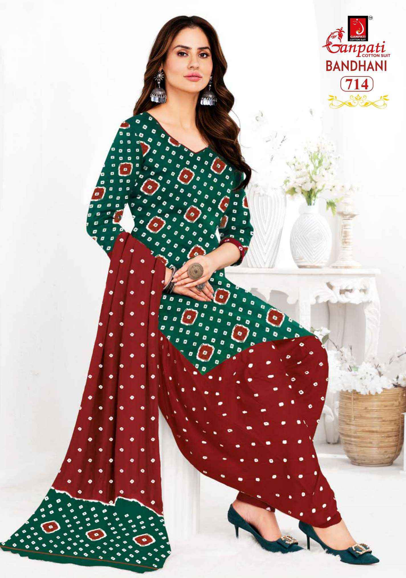 Ganpati Bandhani Vol 7 Cotton Dress Material 15 pcs Catalogue