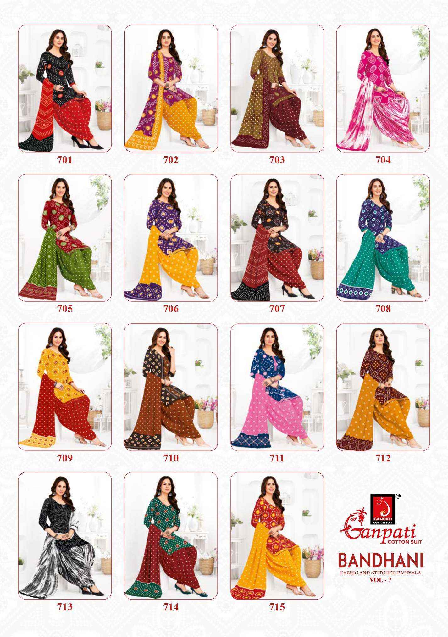 Ganpati Bandhani Vol 7 Cotton Dress Material 15 pcs Catalogue