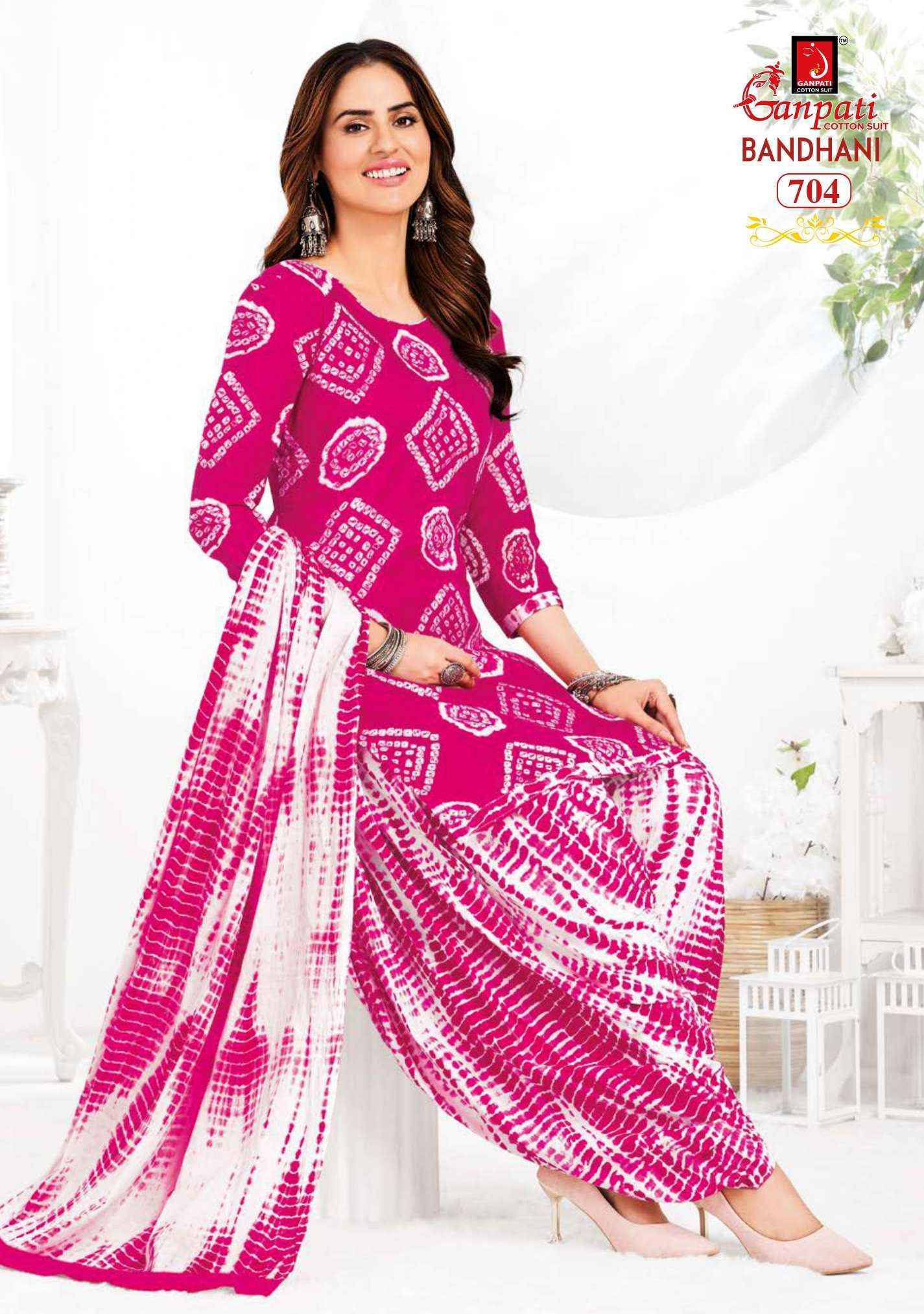 Ganpati Bandhani Vol 7 Cotton Dress Material 15 pcs Catalogue