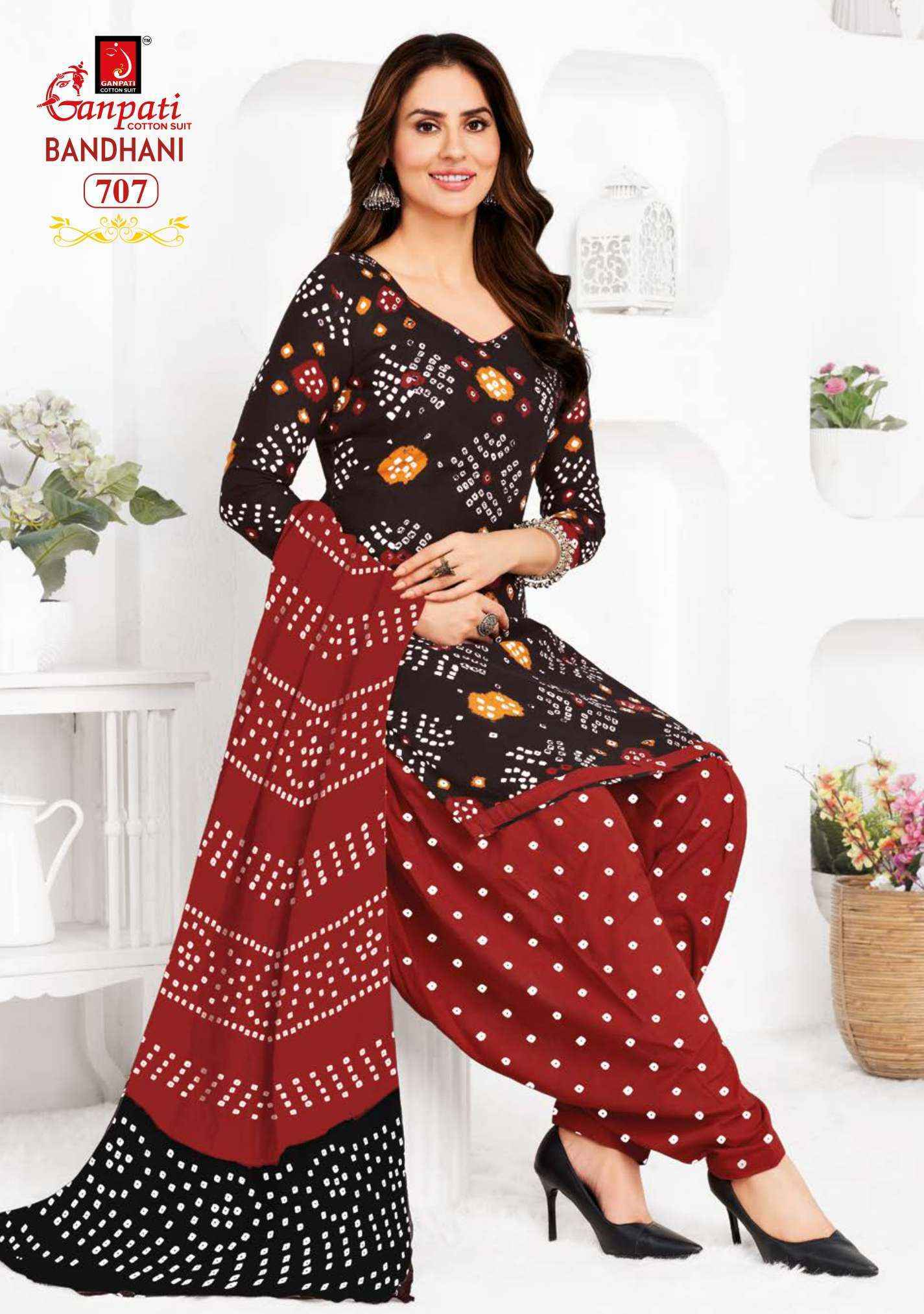 Ganpati Bandhani Vol 7 Cotton Dress Material 15 pcs Catalogue