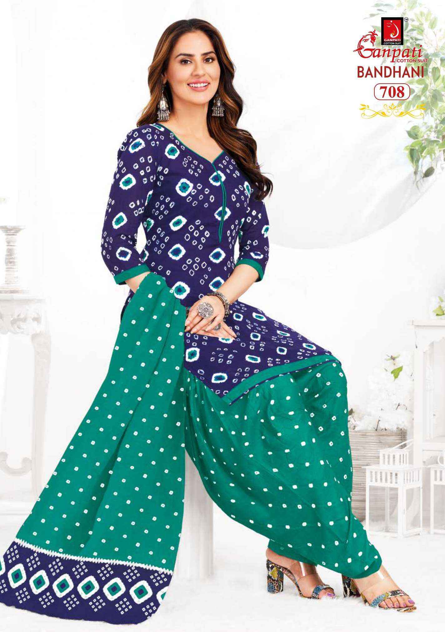 Ganpati Bandhani Vol 7 Cotton Dress Material 15 pcs Catalogue