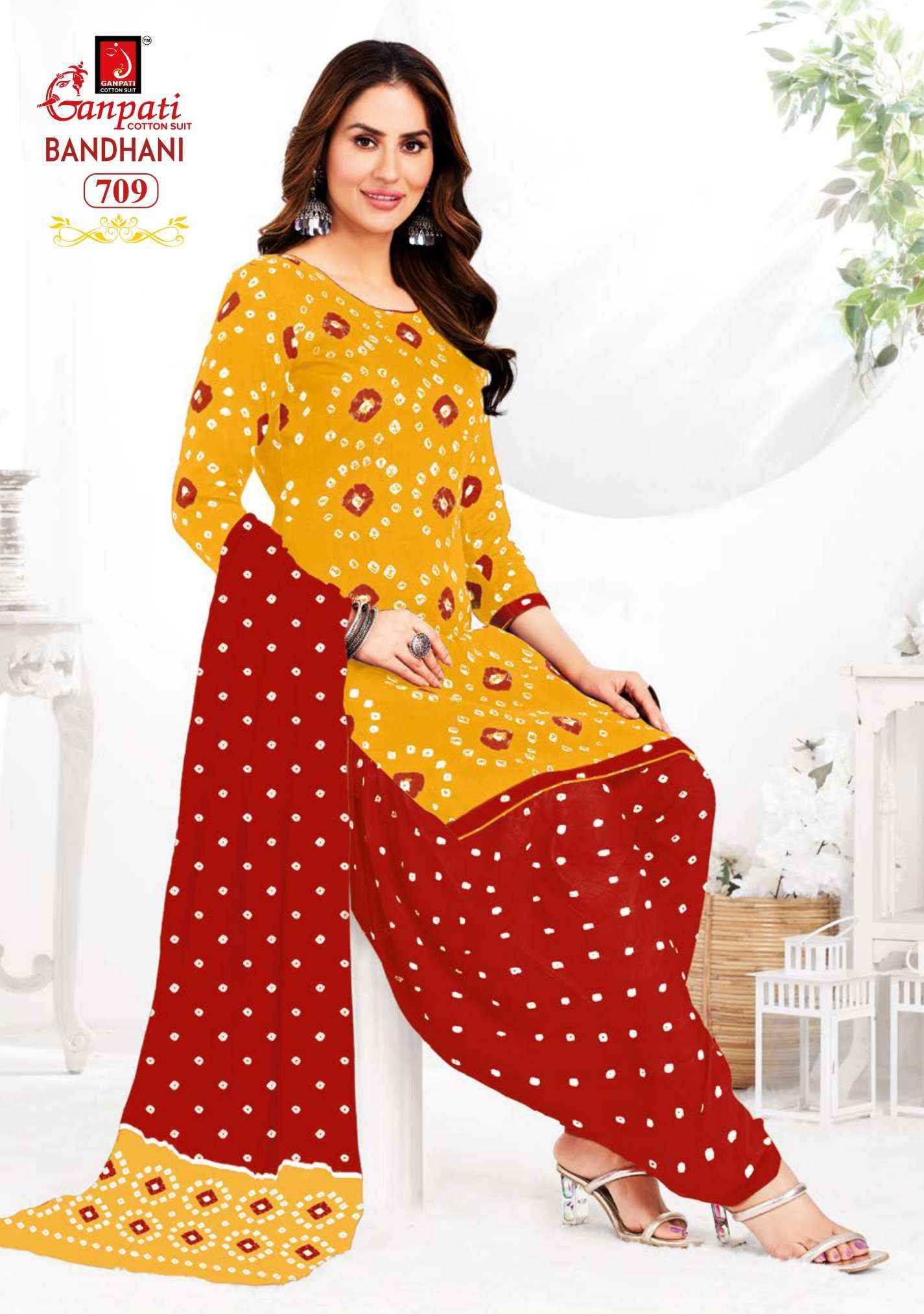 Ganpati Bandhani Vol 7 Cotton Dress Material 15 pcs Catalogue
