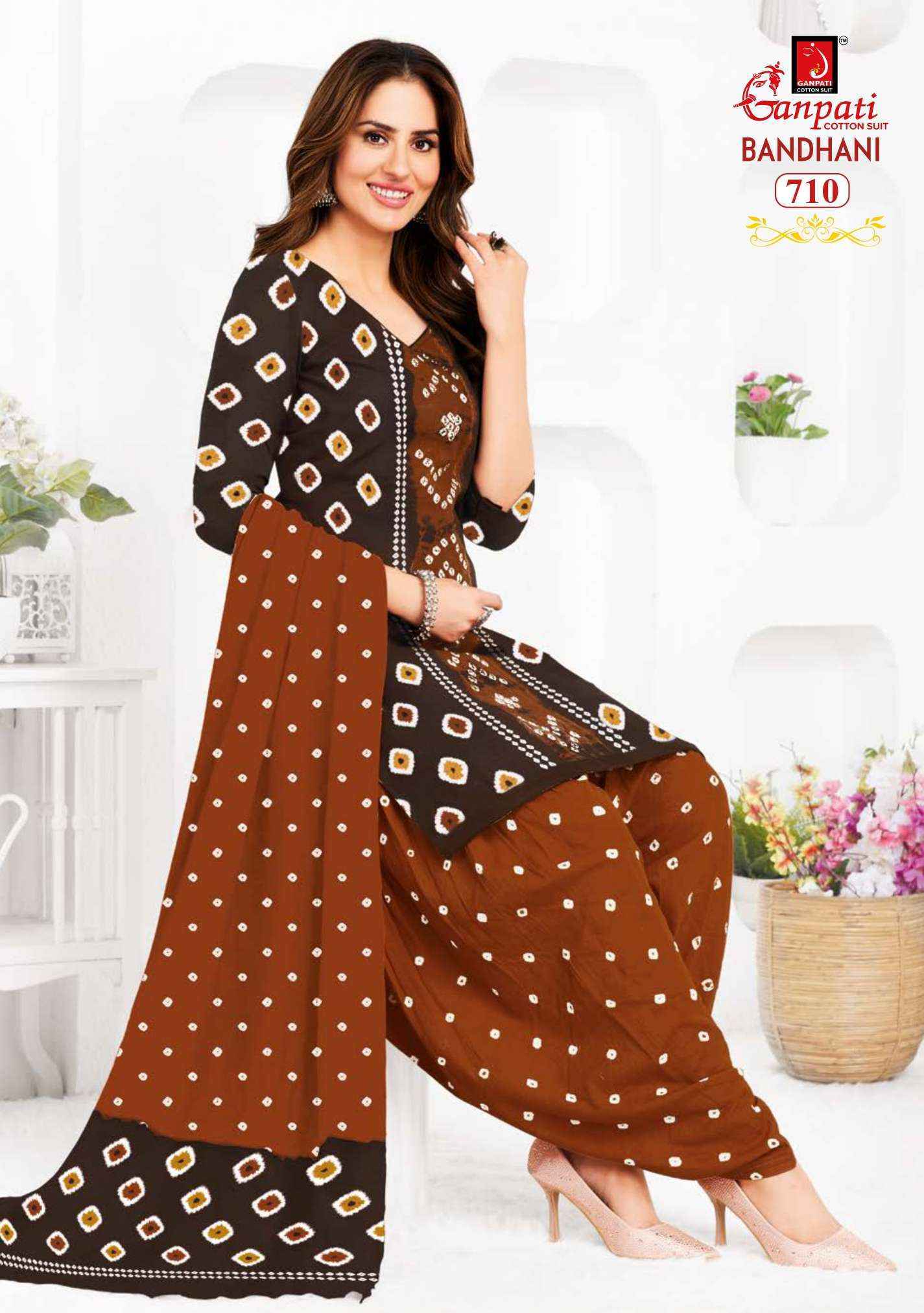 Ganpati Bandhani Vol 7 Cotton Dress Material 15 pcs Catalogue
