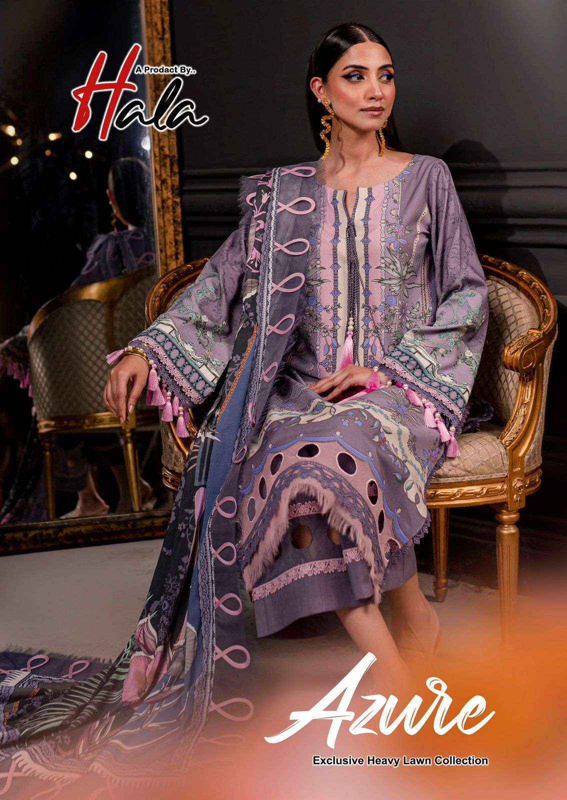 Hala Azure Vol 1 Wholesale Lawn Cotton Salwar Kameez ( 6 pcs Catalogue )