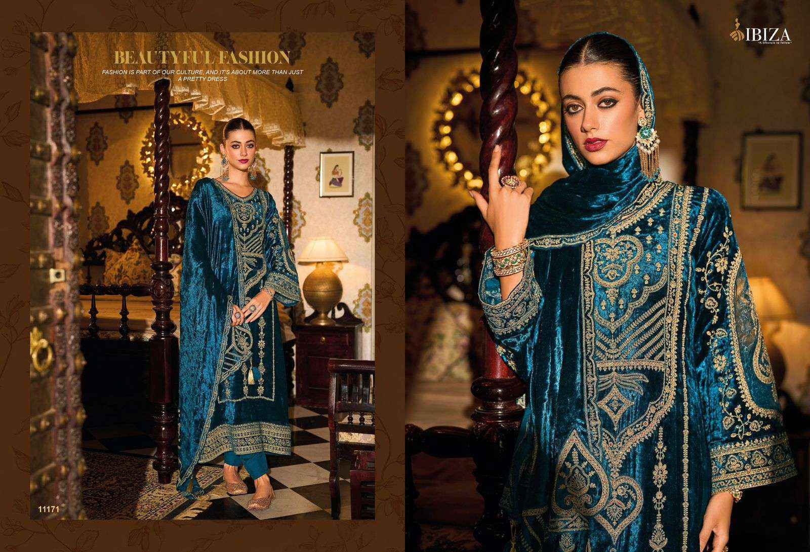 Ibiza Dupika Viscouse Velvet Dress Material 4 pcs Catalogue