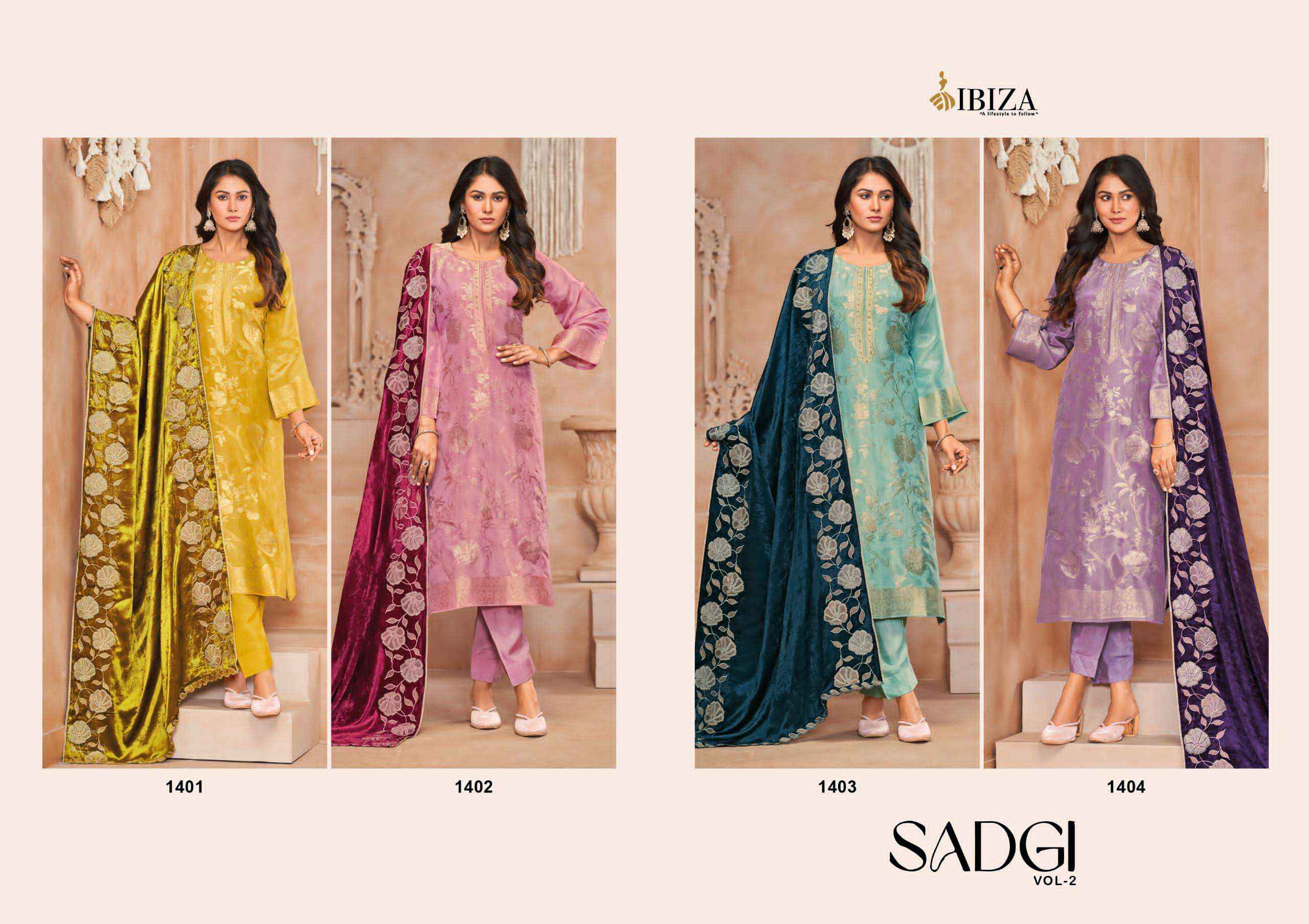 Ibiza Sadgi Vol 2 Designer Jacquard Silk Party Wear salwar kameez wholesale price (4 pcs catalog )