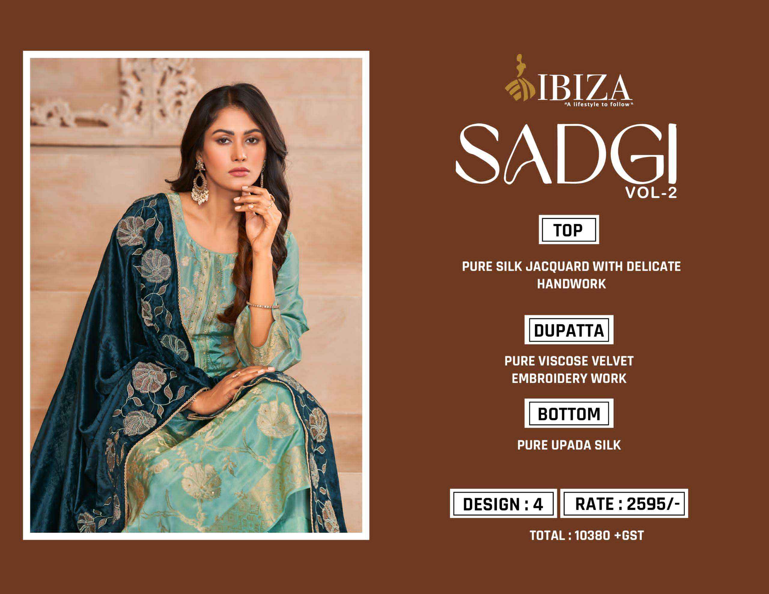 Ibiza Sadgi Vol 2 Designer Jacquard Silk Party Wear salwar kameez wholesale price (4 pcs catalog )