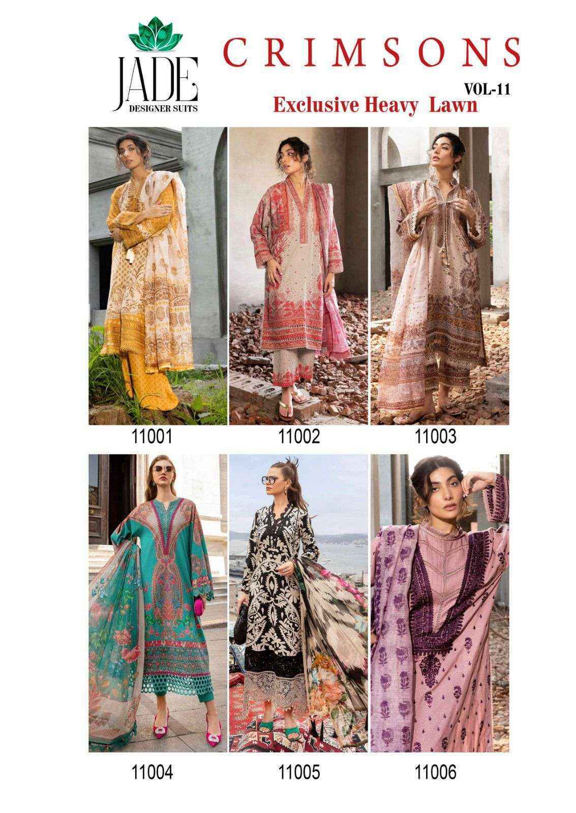 Jade Crimson Exclusive Heavy Lawn Collection Vol 11 Cotton Pakistani Suit ( 6 pc Cataloge )