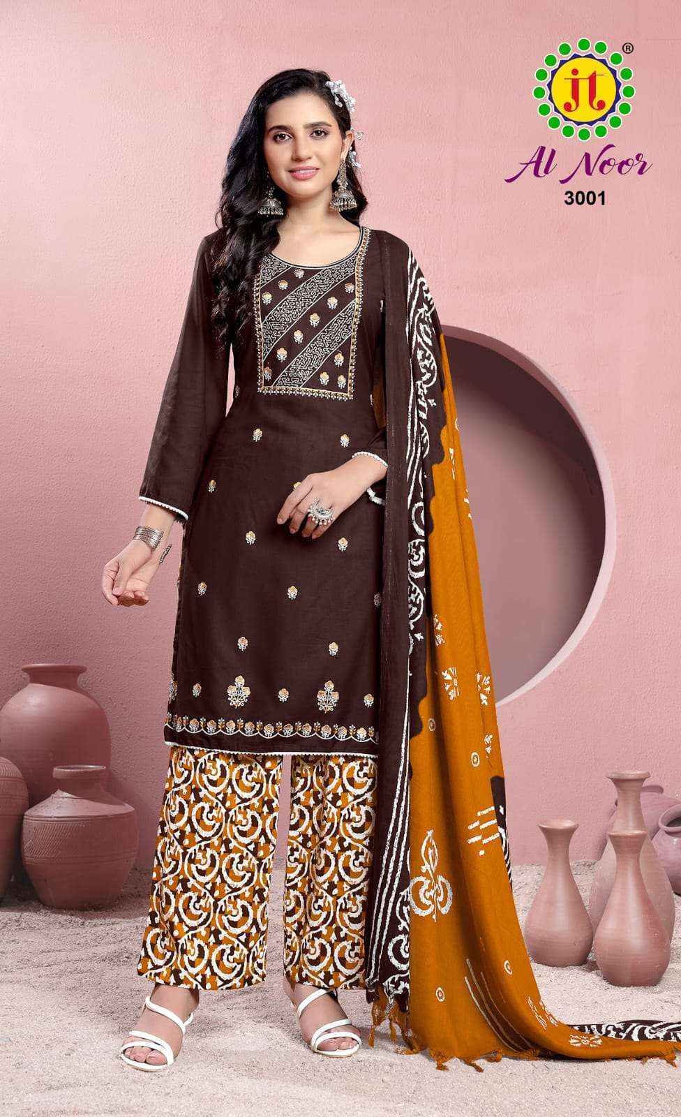JT AL NOOR VOL 3 RAYON FANCY EMBROIDERY WORKS SALWAR SUIT ( 5 PCS CATALOG )