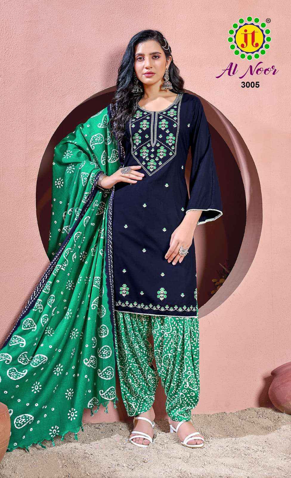 JT AL NOOR VOL 3 RAYON FANCY EMBROIDERY WORKS SALWAR SUIT ( 5 PCS CATALOG )