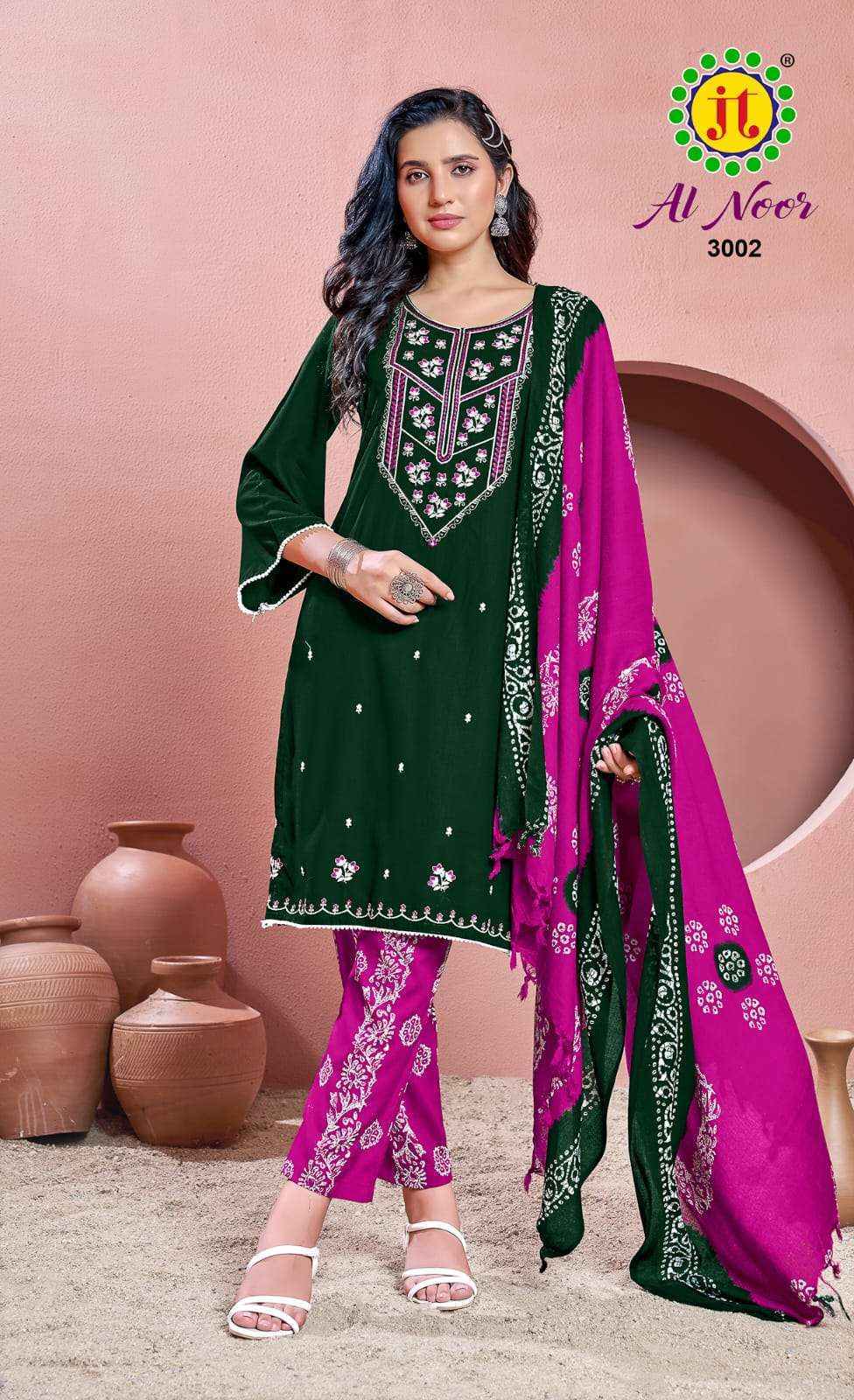 JT AL NOOR VOL 3 RAYON FANCY EMBROIDERY WORKS SALWAR SUIT ( 5 PCS CATALOG )