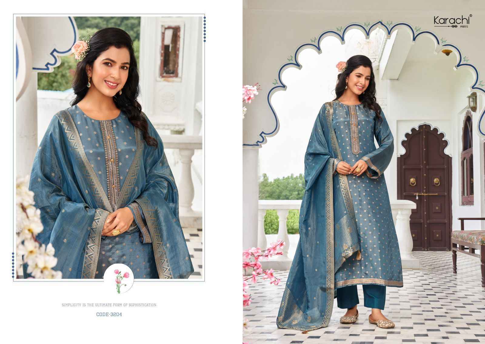 Kesar Karachi Bahar Kanjivaram Silk Dress Material 4 pcs Catalogue