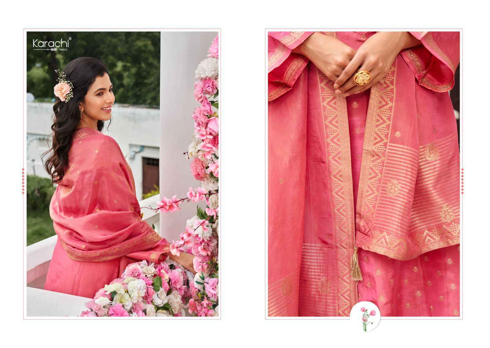 Kesar Karachi Bahar Kanjivaram Silk Dress Material 4 pcs Catalogue