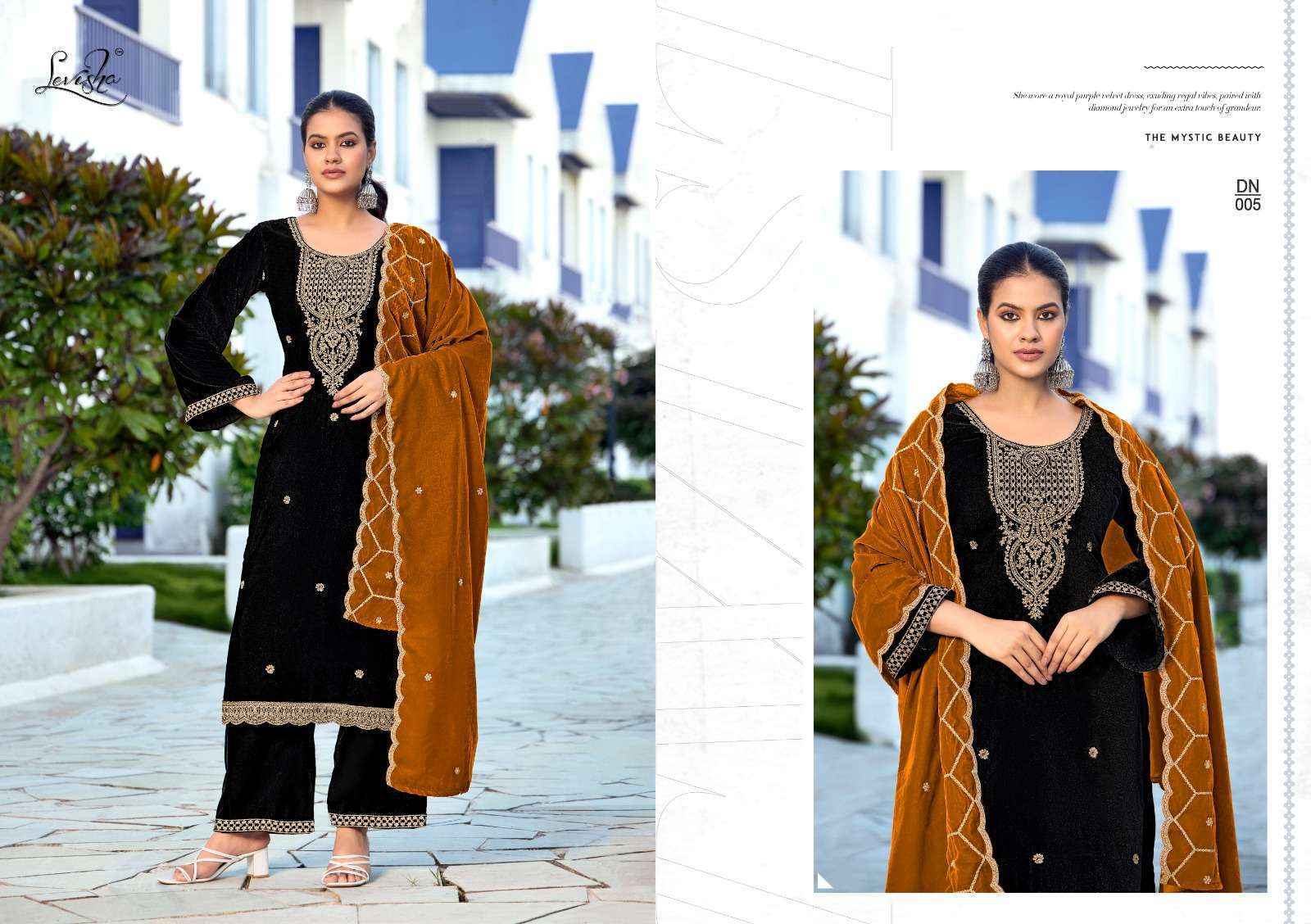 Levisha Kashida Velvet Ladies Salwar Kameez Surat Wholesale Bazaar ( 6 pcs Catalogue }