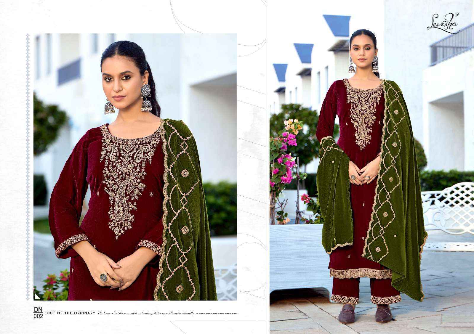 Levisha Kashida Velvet Ladies Salwar Kameez Surat Wholesale Bazaar ( 6 pcs Catalogue }