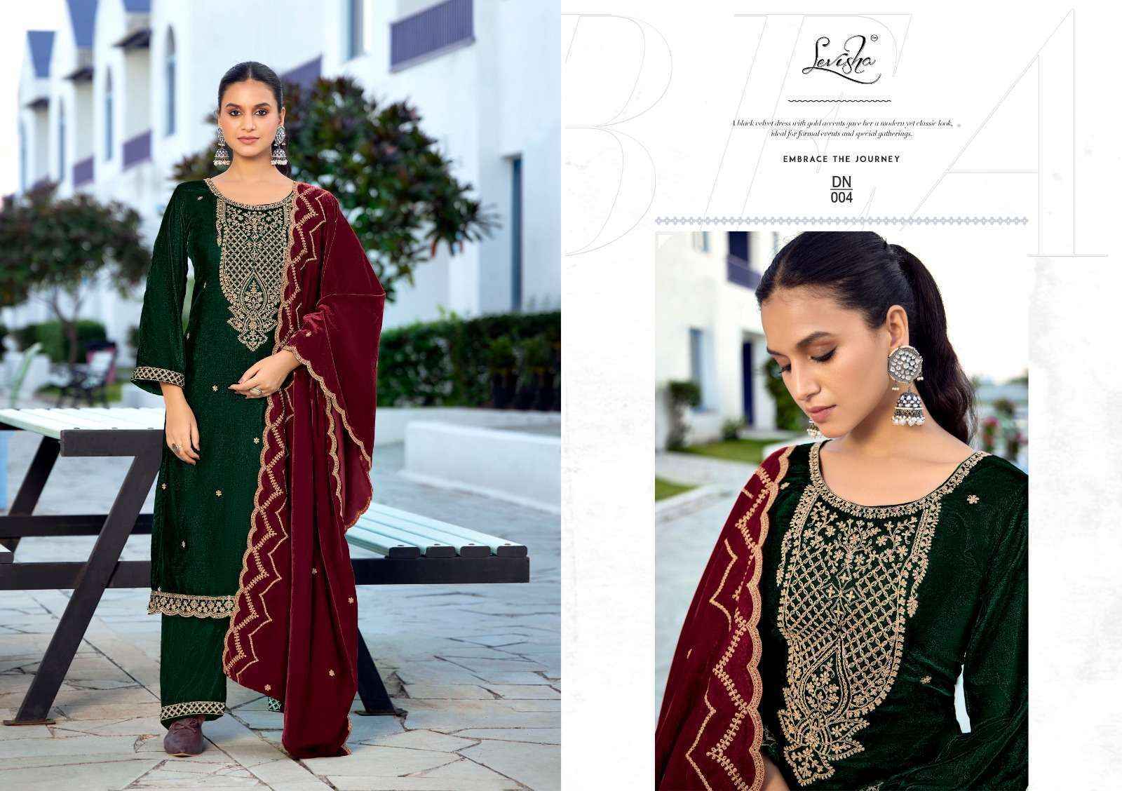 Levisha Kashida Velvet Ladies Salwar Kameez Surat Wholesale Bazaar ( 6 pcs Catalogue }