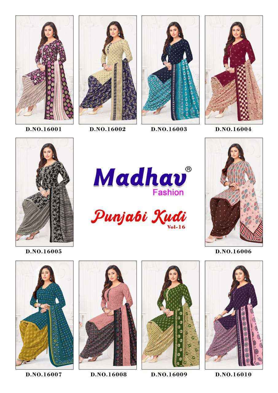 Madhav Panjabi Kudi Vol 16 Cotton Unstitch Ladies Suits ( 10 Pcs Catalog )