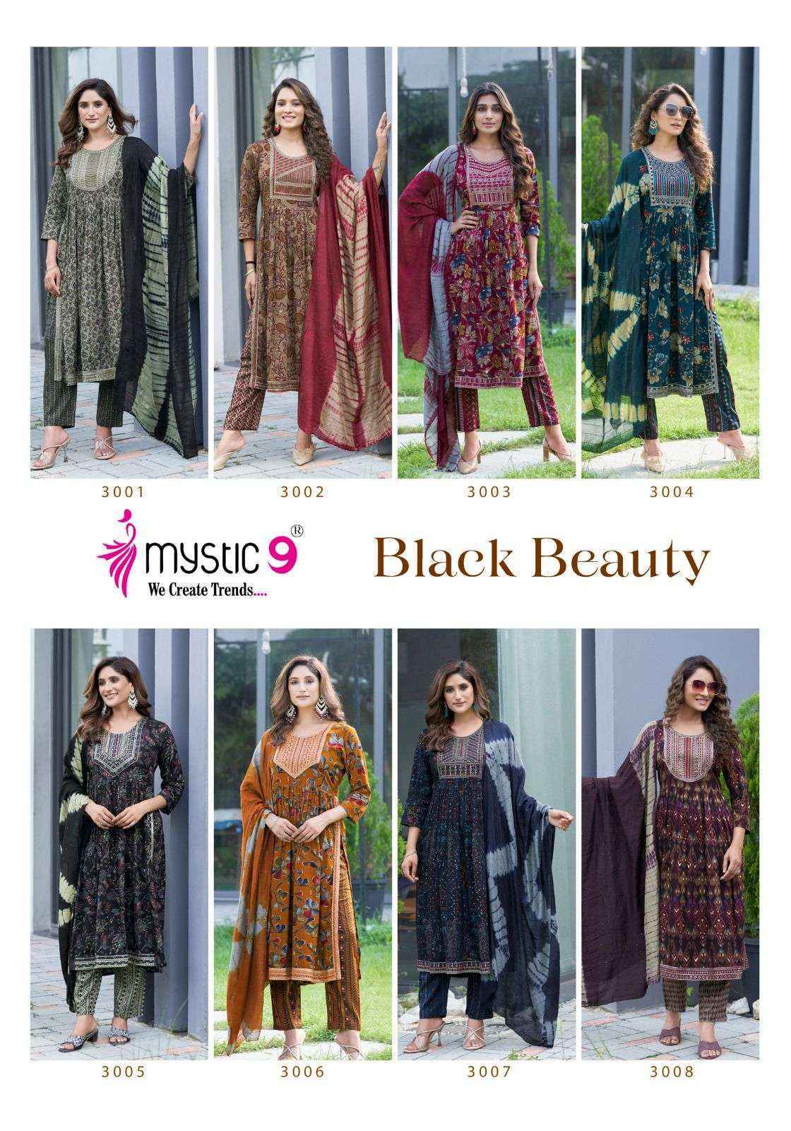 Mystic 9 Black Beauty Vol 3 Rayon Kurti Combo 8 pcs Catalogue