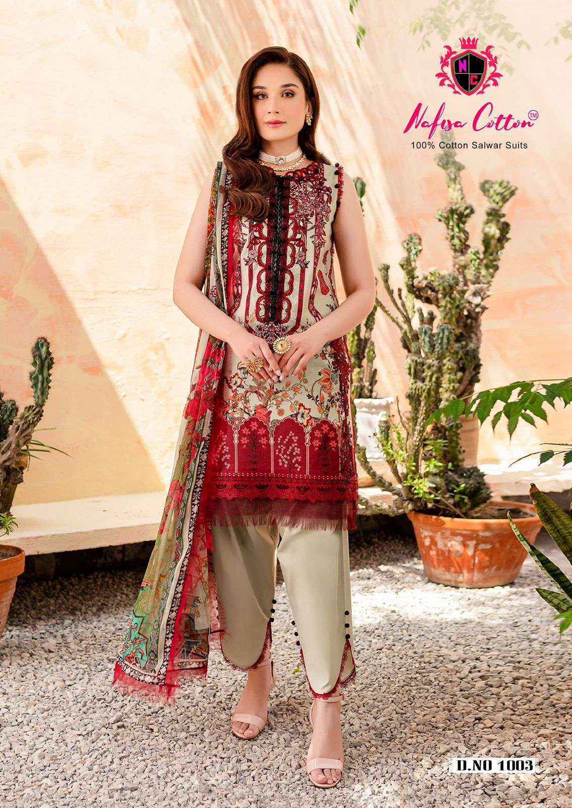Nafisa Cotton Saniya Karachi Suits Vol 1 Cotton Salwar Kameez Surat Textile Market { 6 pcs Catalogue }