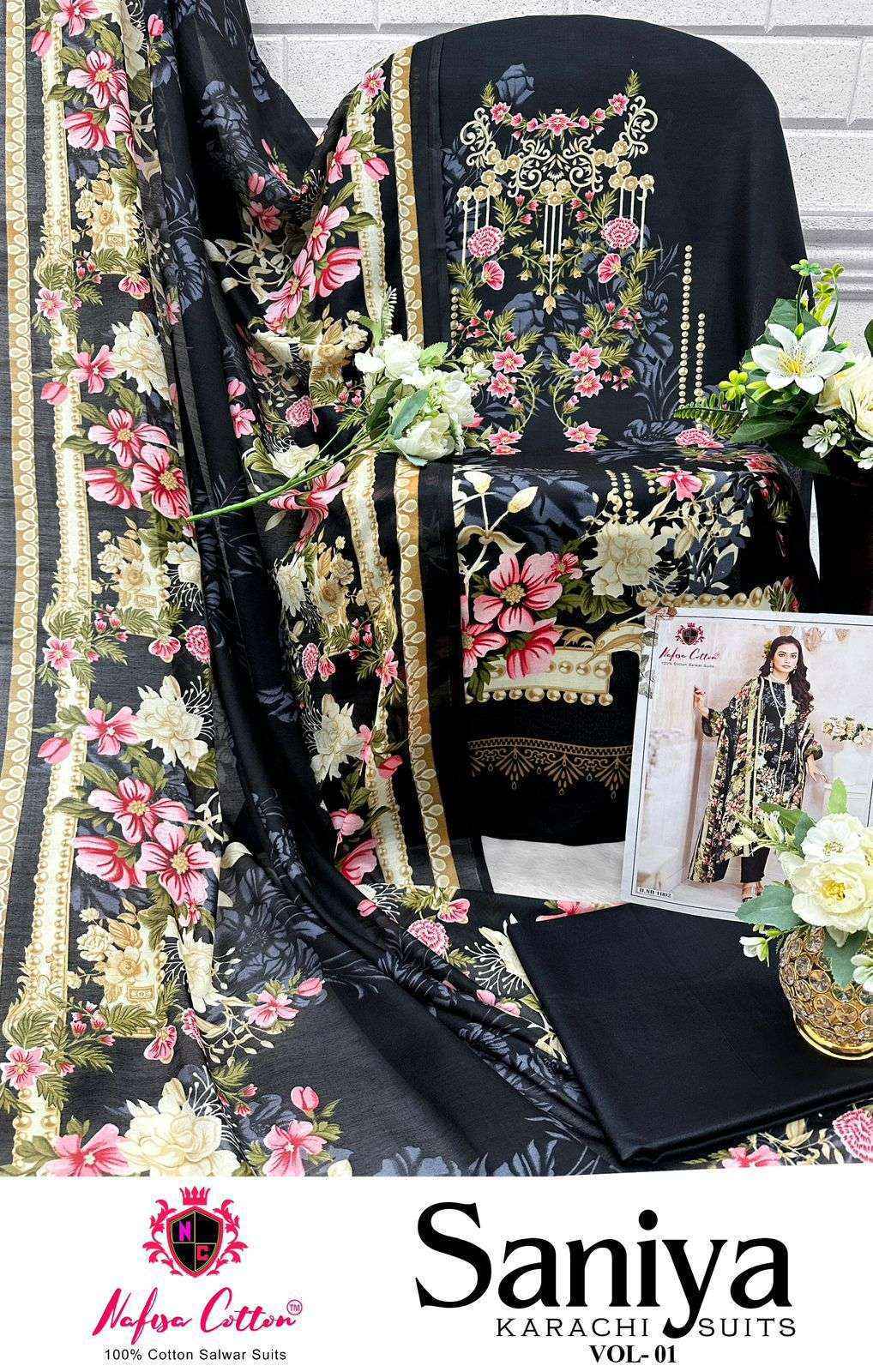 Nafisa Cotton Saniya Karachi Suits Vol 1 Cotton Salwar Kameez Surat Textile Market { 6 pcs Catalogue }