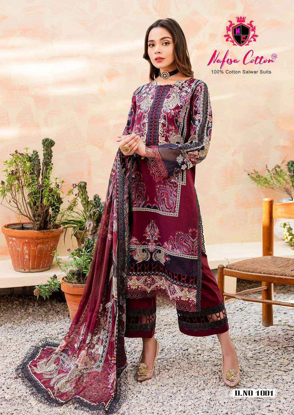 Nafisa Cotton Saniya Karachi Suits Vol 1 Cotton Salwar Kameez Surat Textile Market { 6 pcs Catalogue }