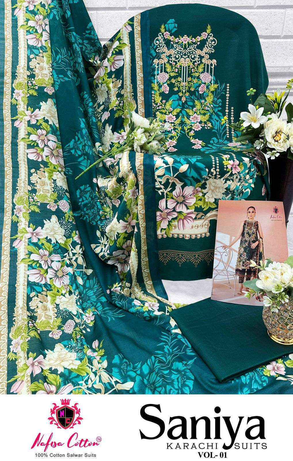Nafisa Cotton Saniya Karachi Suits Vol 1 Cotton Salwar Kameez Surat Textile Market { 6 pcs Catalogue }