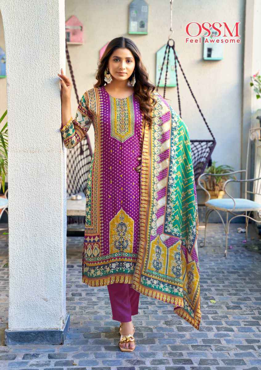 Ossm Mahira Viscouse Musline Kurti Combo 5 pcs Catalogue
