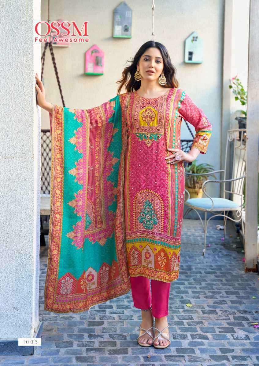 Ossm Mahira Viscouse Musline Kurti Combo 5 pcs Catalogue