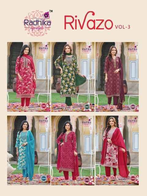 Radhika Lifestyle Rivazo Vol 3 Reyon Kurti Combo 6 pcs Catalogue