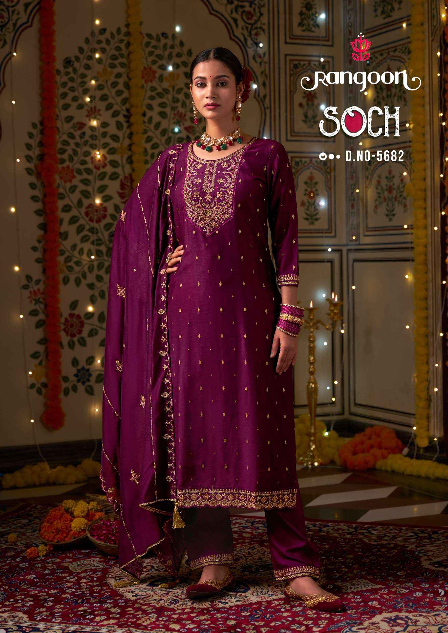 RANGOON SOCH VISCOSE JACQUARD DESIGNER READY MADE SUIT ( 4 PCS CATALOG )