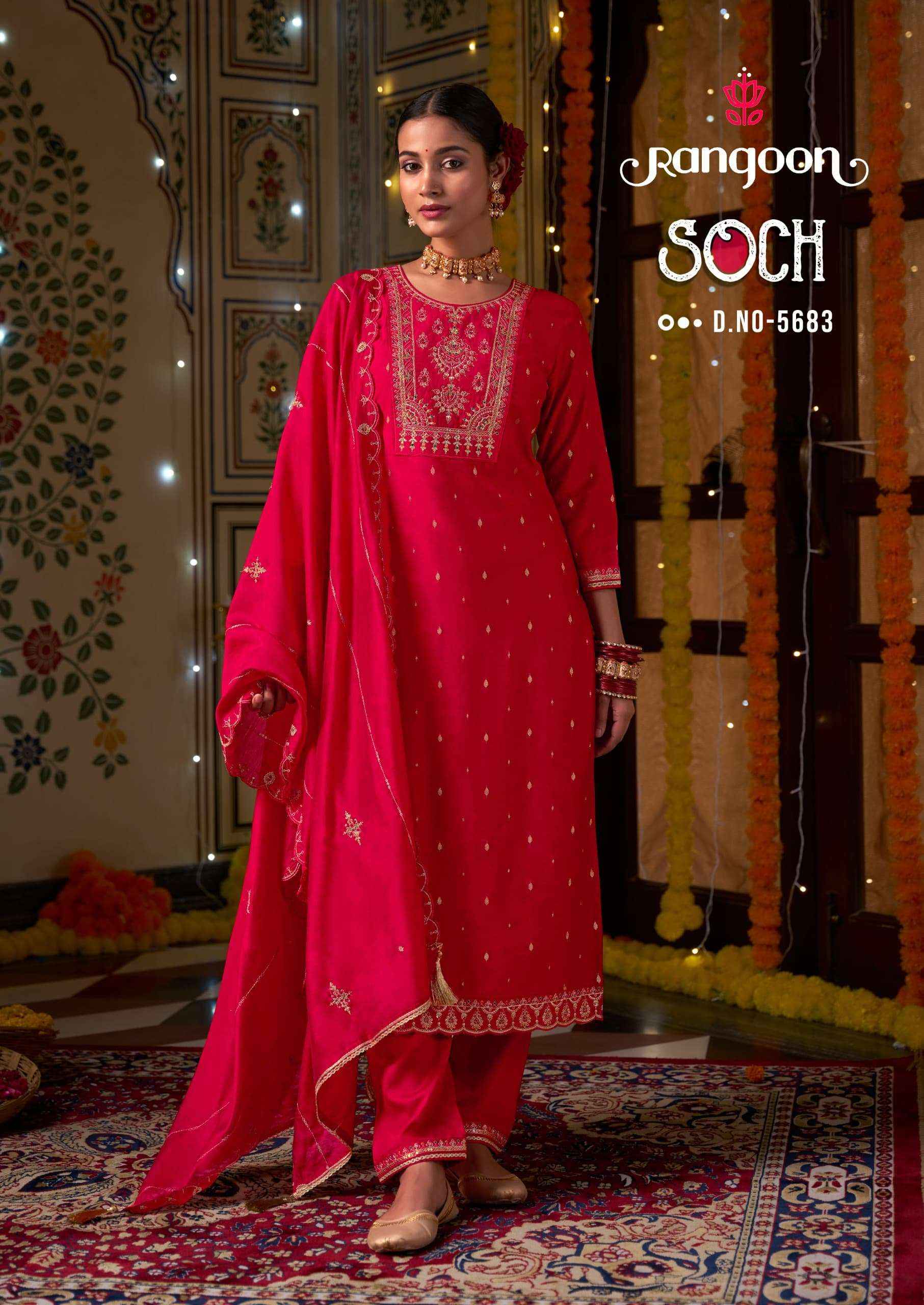 RANGOON SOCH VISCOSE JACQUARD DESIGNER READY MADE SUIT ( 4 PCS CATALOG )