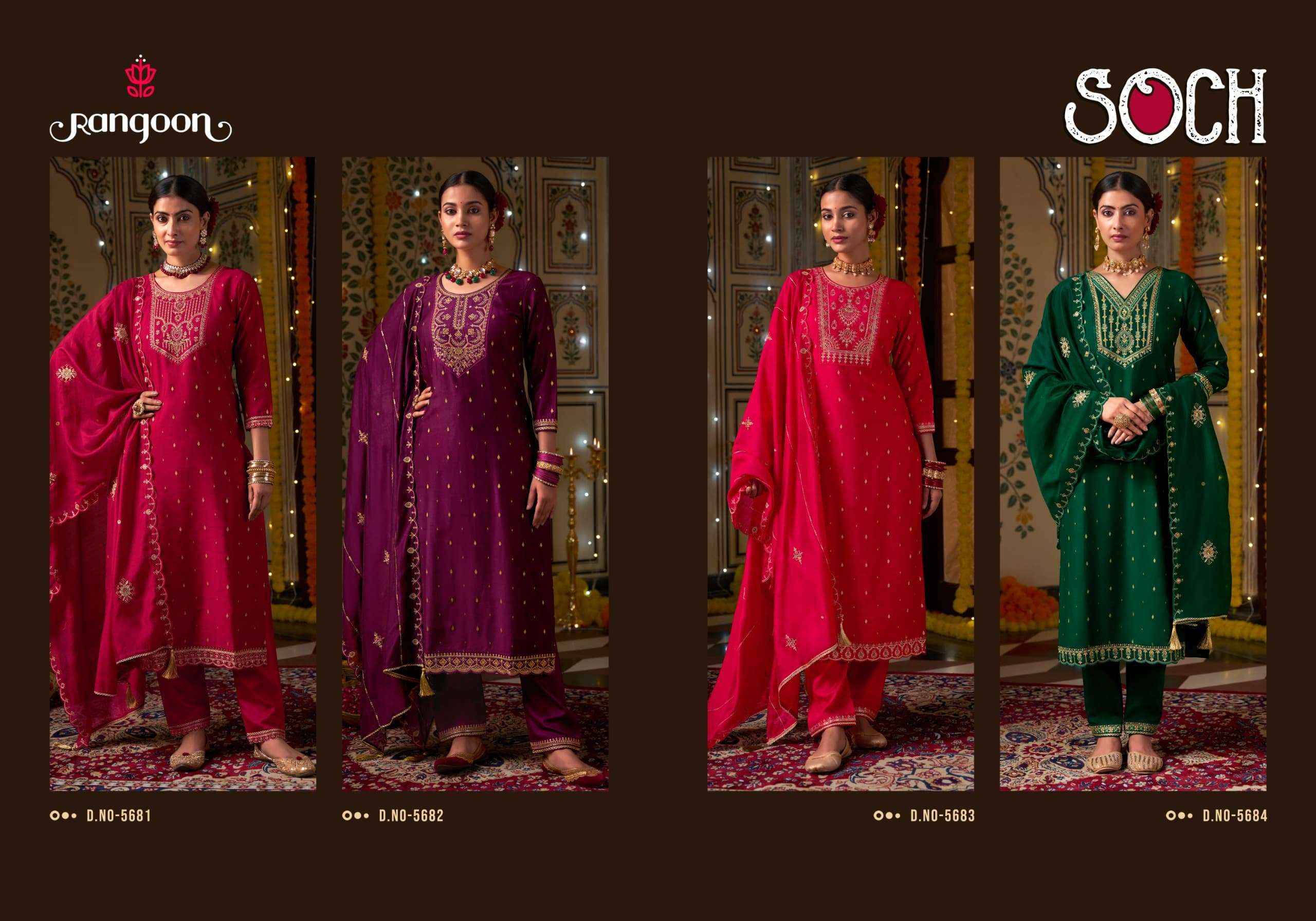 RANGOON SOCH VISCOSE JACQUARD DESIGNER READY MADE SUIT ( 4 PCS CATALOG )