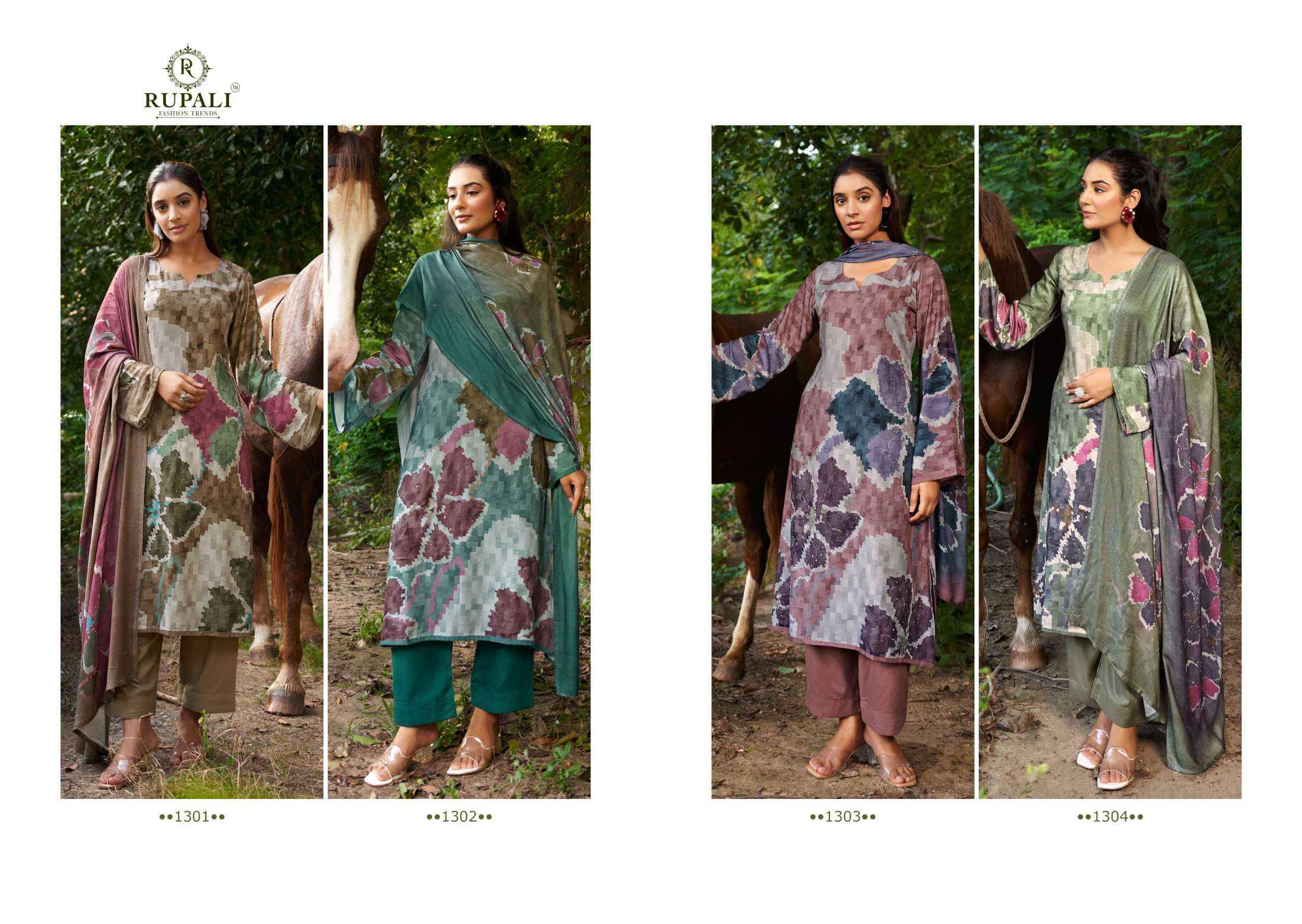 Rupali Fashion Polki Fancy Winter Collection Pashmina Suit wholesale price (4 pcs catalog )