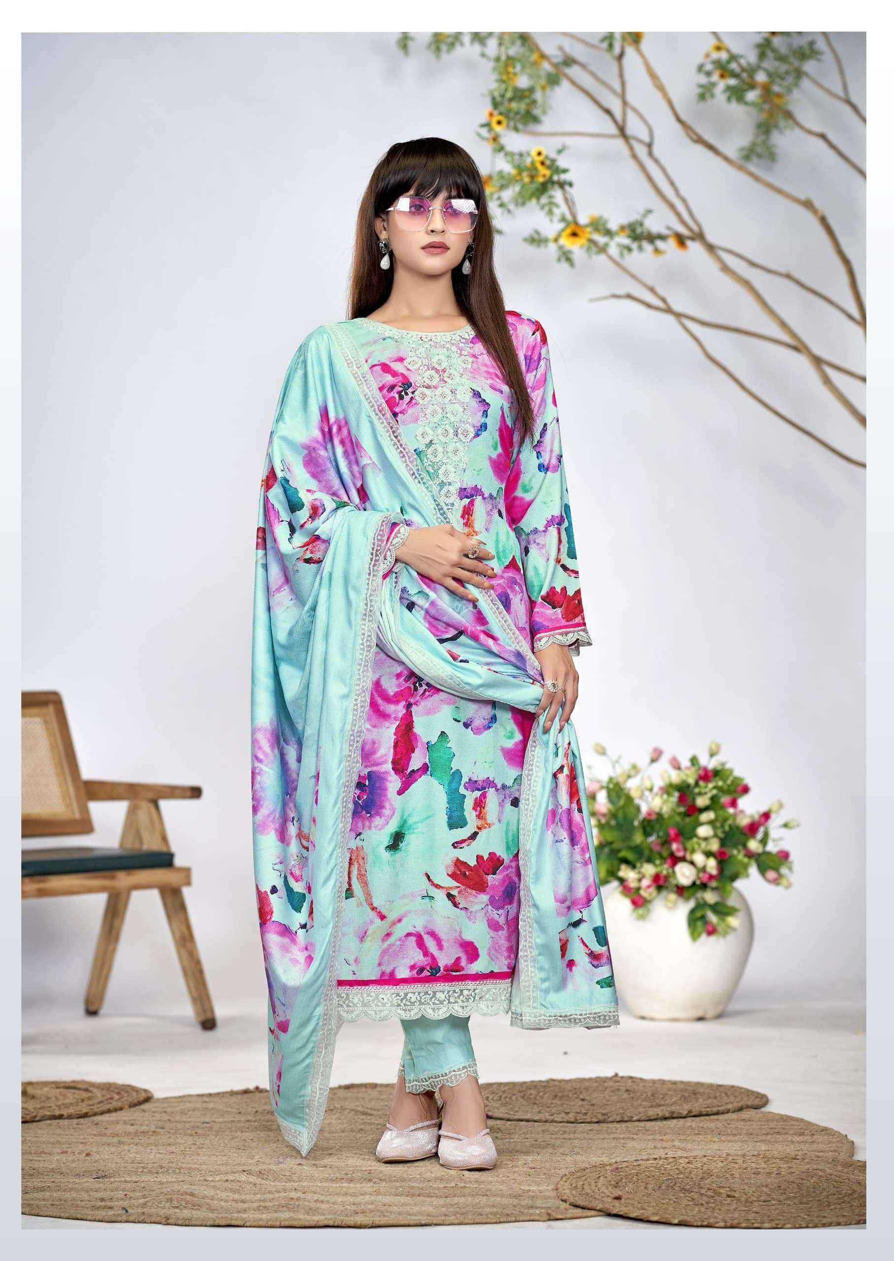 The Hermitage Shop Kashmiri Garden Lawn Cotton Dress Material 6 pcs Catalogue