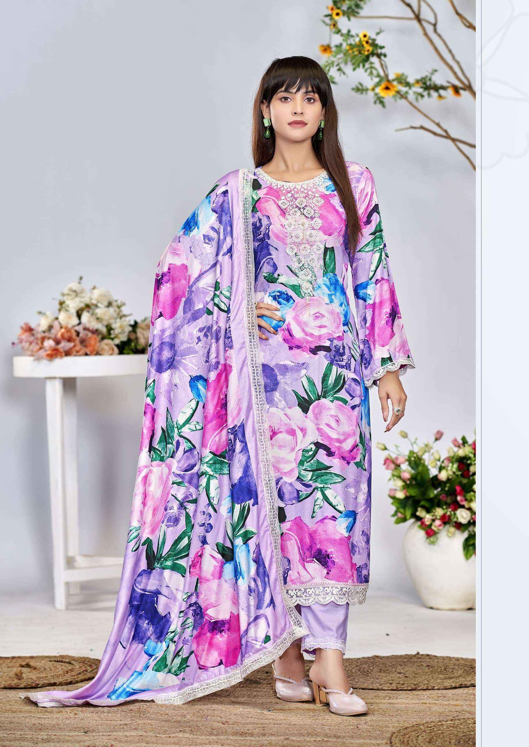 The Hermitage Shop Kashmiri Garden Lawn Cotton Dress Material 6 pcs Catalogue