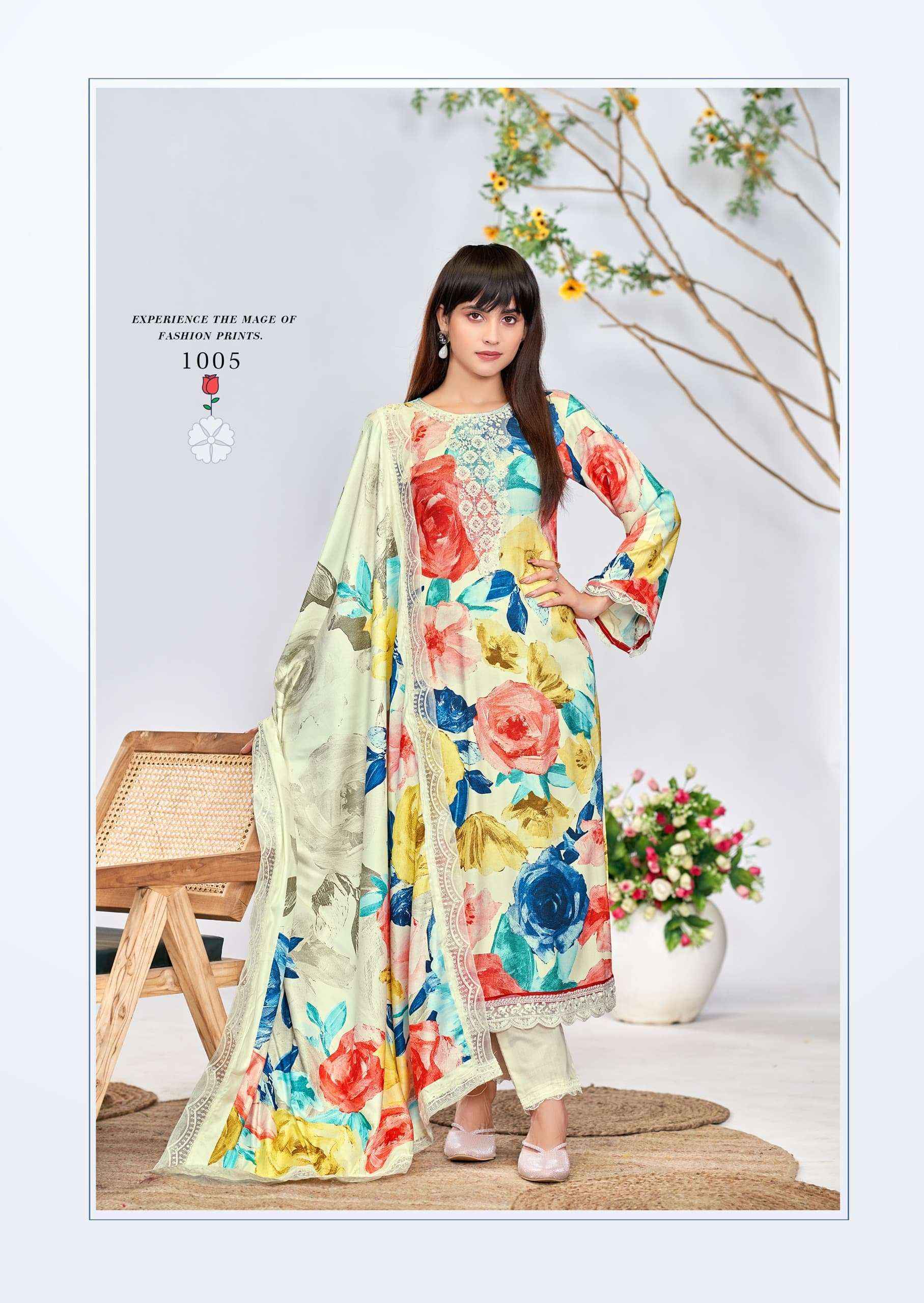 The Hermitage Shop Kashmiri Garden Lawn Cotton Dress Material 6 pcs Catalogue