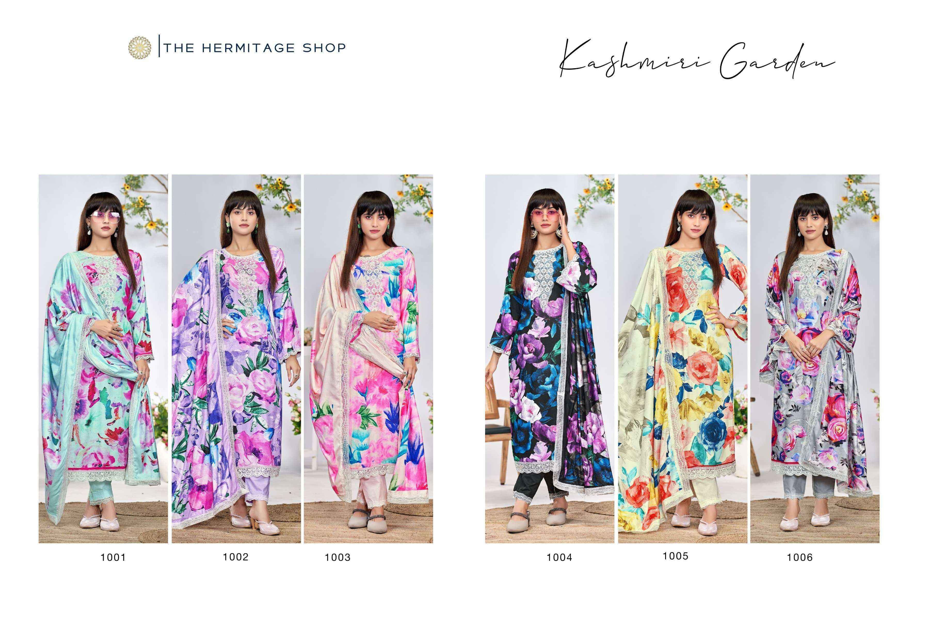 The Hermitage Shop Kashmiri Garden Lawn Cotton Dress Material 6 pcs Catalogue