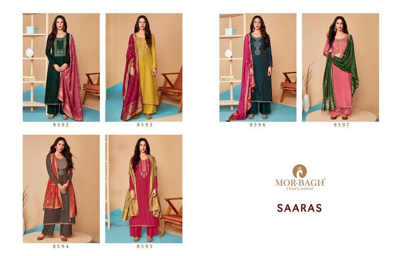 Aashirwad Mor Bagh Saaras Silk salwar kameez wholesale price ( 6 pcs catalog )