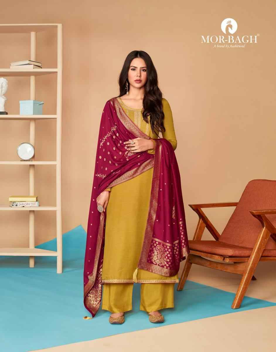 Aashirwad Mor Bagh Saaras Silk salwar kameez wholesale price ( 6 pcs catalog )