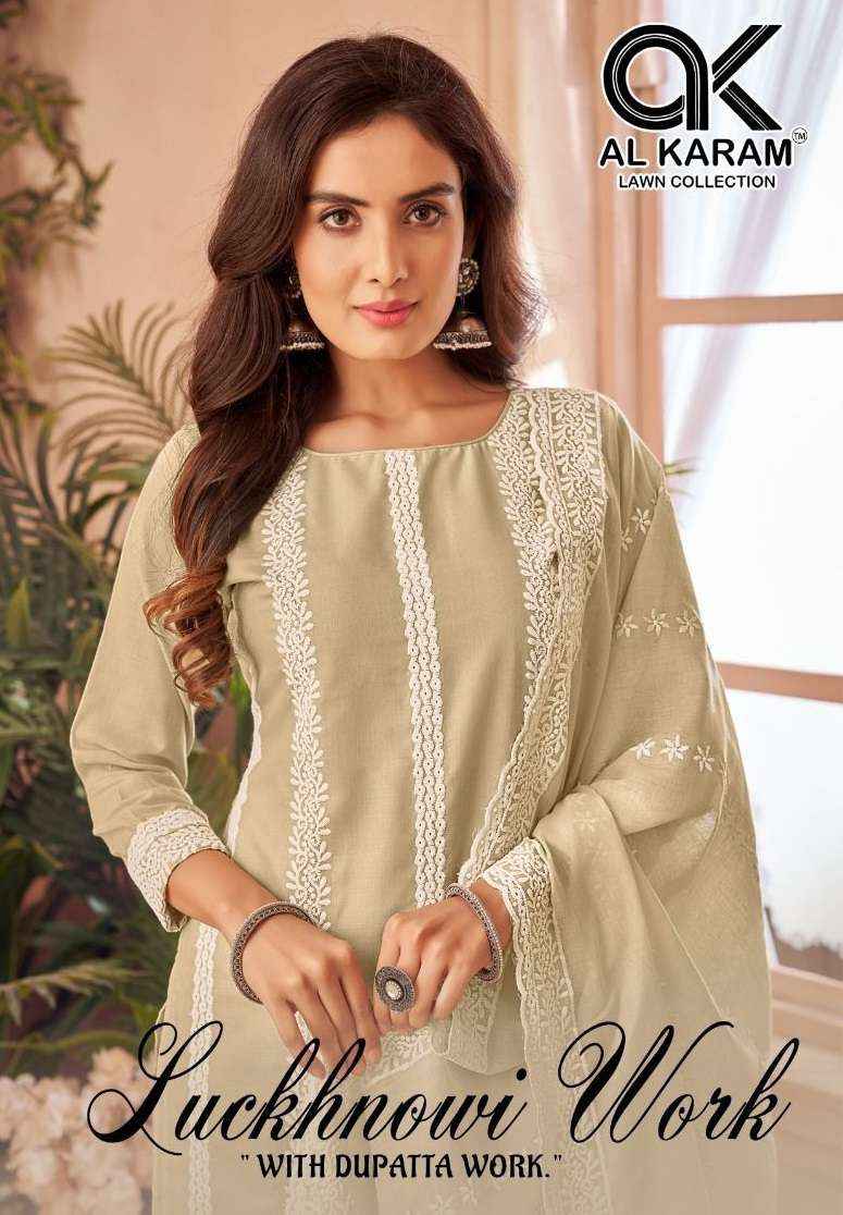 AL KARAM LUCKNOWI COTTON FANCY WORK SALWAR KAMEEZ ( 4 PCS CATALOGUE )